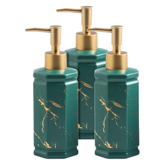 Kuber Industries Liquid Soap Dispenser | Handwash Soap Dispenser | Soap Dispenser for Wash Basin | Shampoo Dispenser Bottle | Bathroom Dispenser Bottle | 3 Piece | 350 ml | Green