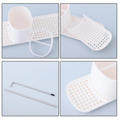 Urbane Home 3 in 1 Press Soap Dish for Bathroom & Kitchen Sink 550ml | Multifunctional Handwash Dispenser with Sponge Holder & Towel Rack |White | Kitchen Accessories Items.