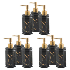 Kuber Industries Liquid Soap Dispenser | Handwash Soap Dispenser | Soap Dispenser for Wash Basin | Shampoo Dispenser Bottle | Bathroom Dispenser Bottle | 9 Piece | Pack of 3 | 350 ml | Black