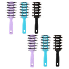 Kuber Industries Hair Brush | Flexible Bristles Brush | Hair Brush with Paddle | Straightens & Detangles Hair Brush | Suitable For All Hair Types | Round Vented | Set of 6 | Multi