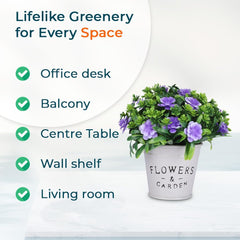 Kuber Industries Artificial Plants for Home Décor|Natural Looking Indoor Fake Plants with Pot|Artificial Flowers for Decoration-Pack of 6 (Lavender)