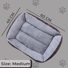 Kuber Industries Dog & Cat Bed|Polyester Face with Cotton & Polyester Filling|Comfortable and Durable|Rectangle Pet Bed for Enhanced Stretching Space|Machine Wash|QY036BR-M|Brown (Pack of 3)