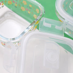 Urbane Home Borosilicate Printed Container With Lid (Square) | JDA051-MUL | Multi | Pack Of 2