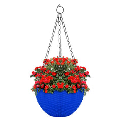 Kuber Industries Plastic Hanging Flower Pot for Balcony & Railing Set of 7 (Blue) 53KM3813