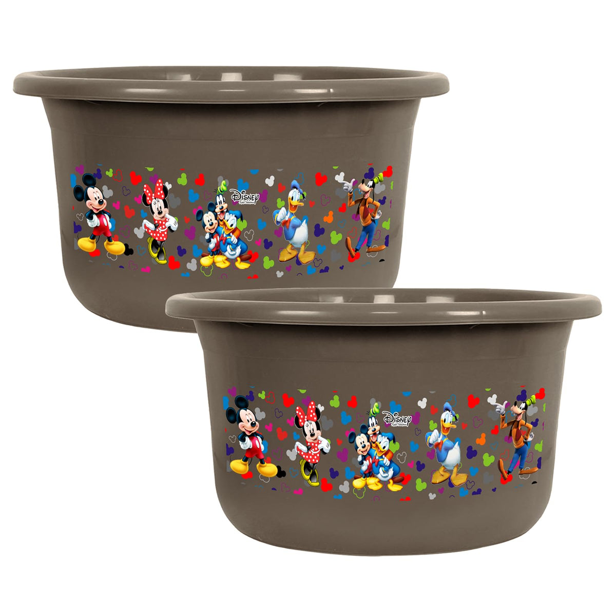 Heart Home Disney Bath Tub | Versatile Utility Gaint Tub | Plastic Bath Tub for Baby | Clothes Washing Tub For Bathroom | Feeding Pan Tub | TUB-25 LTR | Pack of 2 | Brown