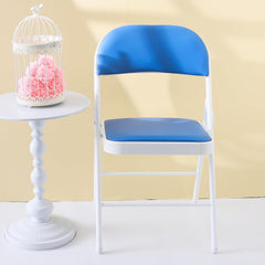 Urbane Home Folding Chair Office Chair Meeting Room Training Chair Student Dormitory Backrest Chair Reading Chair Iron Dining Chair Makeup Chair Furniture,Blue