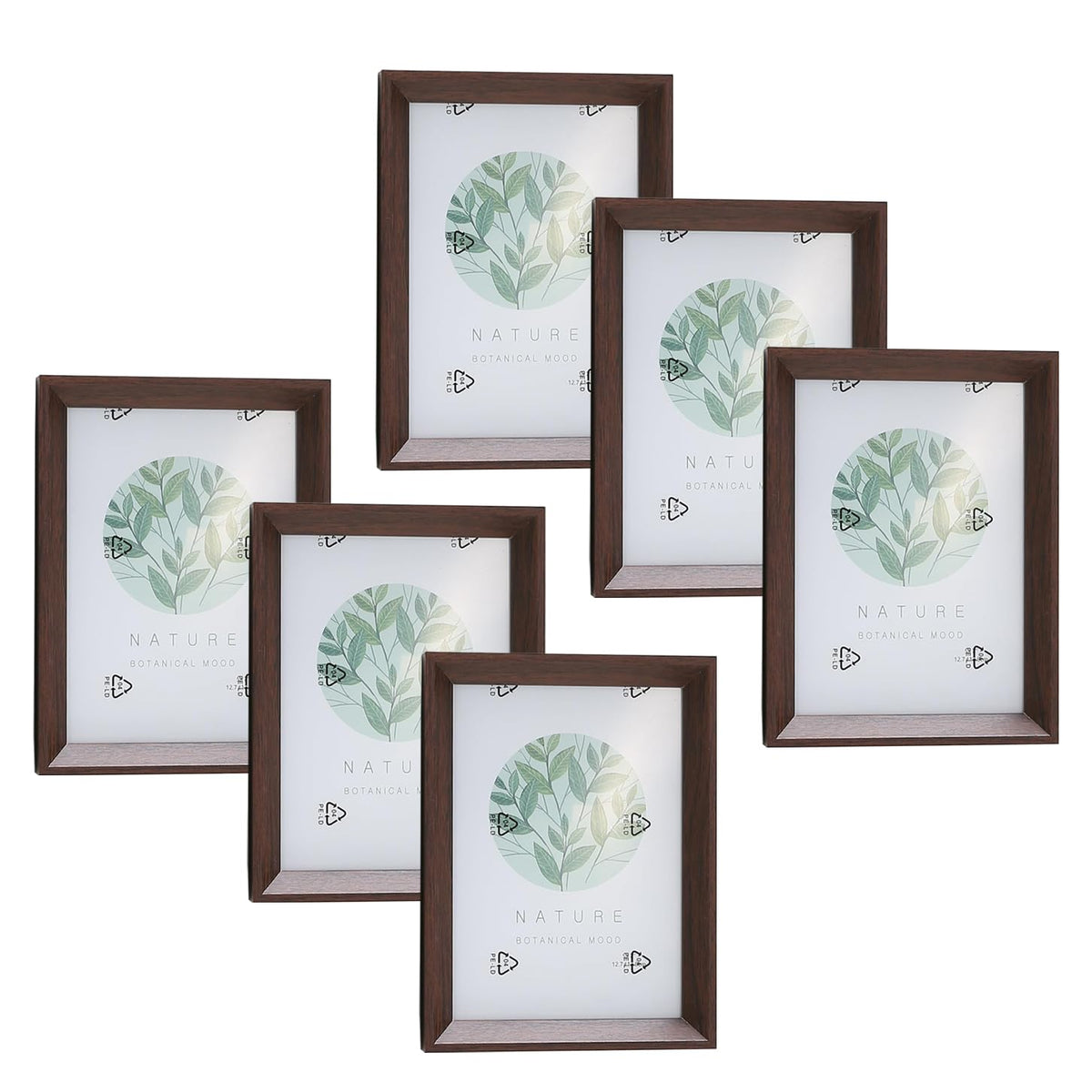 Kuber Industries Photo Frame For Home D?cor|Use Horizontal & Vertical|Crystal Clear Glass|Perfect For Home, Office And Shop "14.2x19.3CM"-Pack of 6 (Brown)