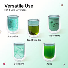 Kuber Industries 2 Pcs Double Walled Borosilicate Glass | High Thermal Resistance | Microwave & Dishwasher Safe | 190 ML | Pack of 1 | Green