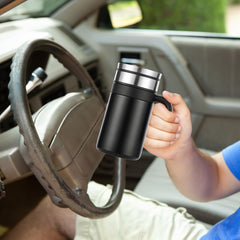 Kuber Industries Coffee/Milk Mug with Sipper Lid|Assorted Print|Unbreakable Hot Insulated|Double Wall Plastic & Stainless Steel|Size 9 X 9 X 12 Cm (Grey)-Kubmart11112, 1100 Milliliter