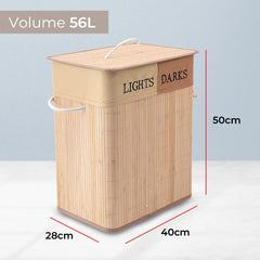 Kuber Industries Bamboo Basket With Lid|Foldable Laundry Basket For Clothes|Durable Rope Handles & Removable Bag|Natural|Pack Of 4