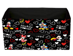 Kuber Industries Foldable Boxes For Storage (Pack of 2) - Multipurpose Storage Organizer For Clothes | Wardrobe | Closet | Toys | Books - Disney Mickey Print - Undergarment Organizer Basket (Black)