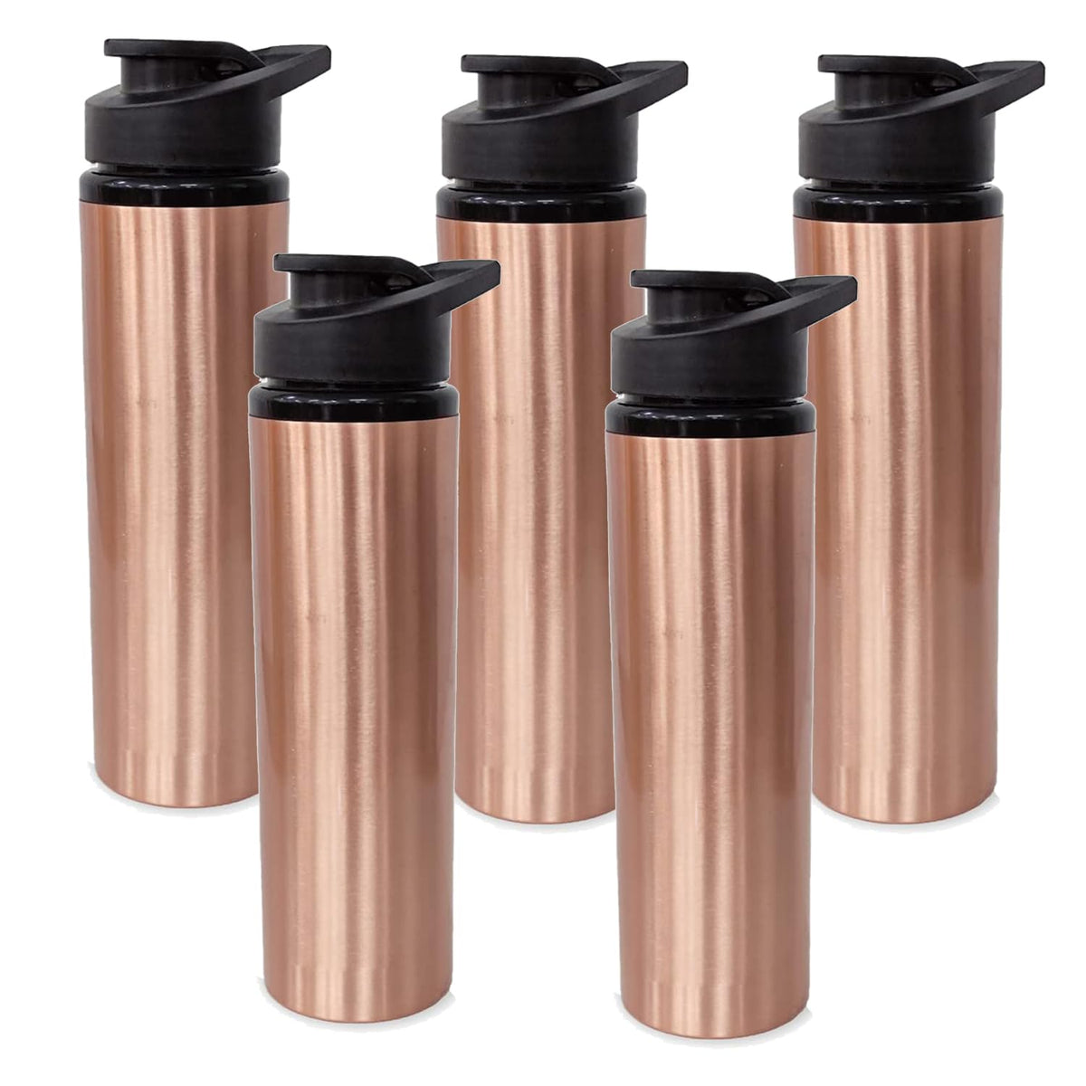 Kuber Industries Copper Water Bottle with Sipper | BPA Free & Non-Toxic | Leakproof, Durable & Lightweight|with Added Health Benefits of Copper | Ergonomic Design & Easy to Clean | 750 ML (Pack of 5)