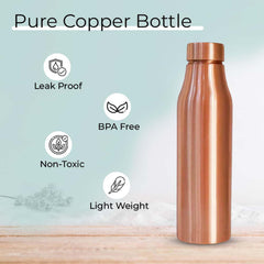 Kuber Industries 950 ml Copper Water Bottle - Leakproof Detox Tamaba Bottle for Office/Gym/Yoga/College, Men & Women | Stain Resistent Thermos Bottle for Adults | Solid - Copper