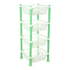 Heart Home Storage Basket | Plastic 4 Layer Square Storage Basket | Storage Rack for Kitchen | Multi-Layer Vegetable Rack | Fiesta Floor-Standing Rack | Green