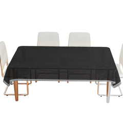 Heart Home Dining Table Cover | Tabletop Cover | Table Buffet Cover | Table Linen Cover | 6-Seater Table Cloth | Table Cloth Cover | Small Silver Lace | DTC | 60x90 Inch | Black Transparent