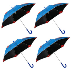 Kuber Industries Marvel Spidermen Print Umbrella For Kids|Automatic Umbrella For Rain-Pack of 4 (Blue)