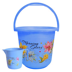 Kuber Industries Bucket and Mug for Bathroom|Plastic Bucket Set for Bathroom|Pack of 2|Blue