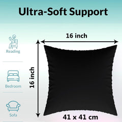 Heart Home Cushion Filler | Cotton Cushion Filler | Cushion For Sofa | Cushion Pillow Filler | Premium Sofa Cushion For Hotel-Bedroom | Washable & Odorless | 16 Inch | Black