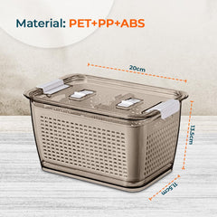 Kuber Industries Large Refrigerator Storage Crisper with Lid & Detachable Hollow Basket-Pack of 2 (Brown)