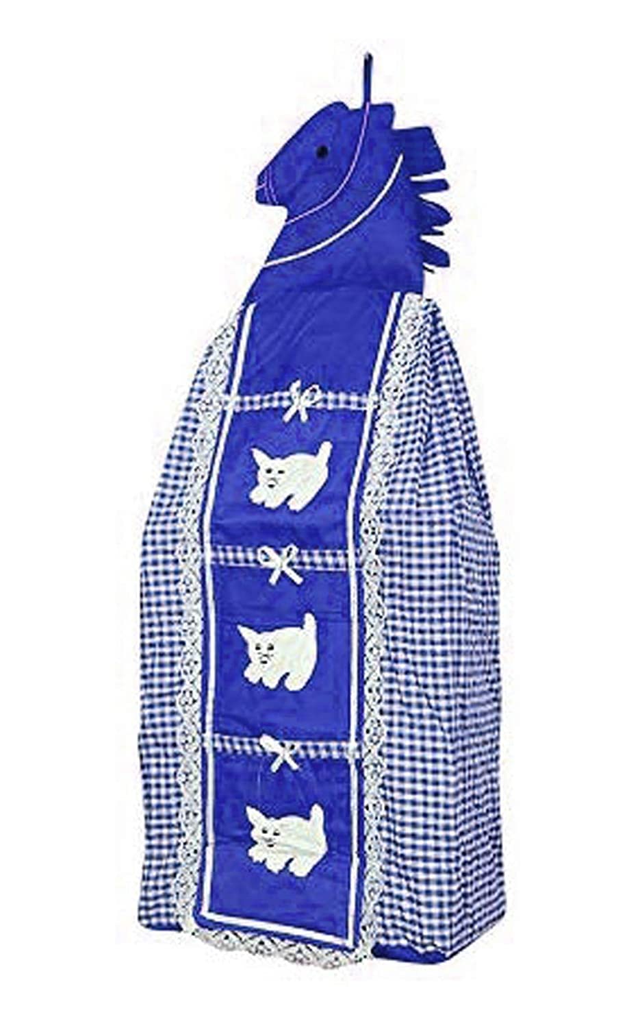 Heart Home Lining Horse Design Cotton Three Cabinet Hanging Baby almirah, Kids Wardrobe, Cloth Organizer, Folding almirah, Toy Box (Blue) - (CTHH014751)