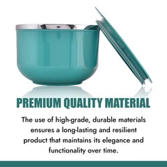 Heart Home Noodle & Soup Bowl Set | Steel Noodle Bowl with Spoon | Airtight Bowl for Pasta-Rice | Food Container | Office Bowl | Kitchen Bowl Set | 600 ML | Pack of 2 | Multicolor