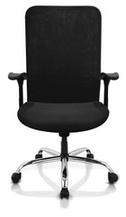 Kuber Industries Ergonomic Revolving Office Chairs for Work From Home | Comes with Manual Height Adjustable & Armrest Support | Comfy Study Chair for Students with Wheels | Black