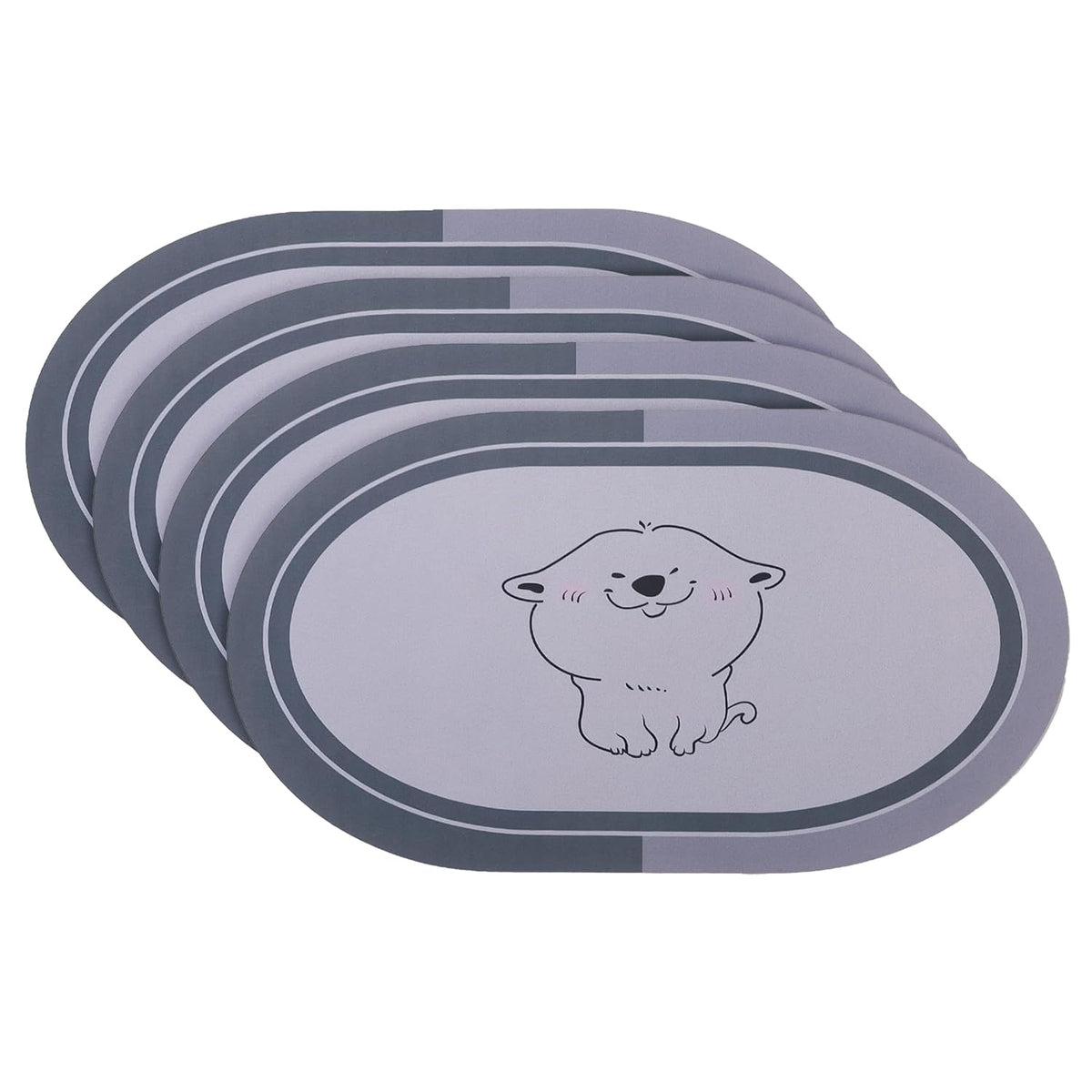 Kuber Industries Bath Mat | PVC Bathroom Mat | Shower Bath Mat | Floor Tub Mat | Diatom Mud Oval Mat | Anti-Skid Shower Bathroom Mat | CF-220804 |Pack of 4| Gray