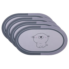 Kuber Industries Bath Mat | PVC Bathroom Mat | Shower Bath Mat | Floor Tub Mat | Diatom Mud Oval Mat | Anti-Skid Shower Bathroom Mat | CF-220804 |Pack of 4| Gray