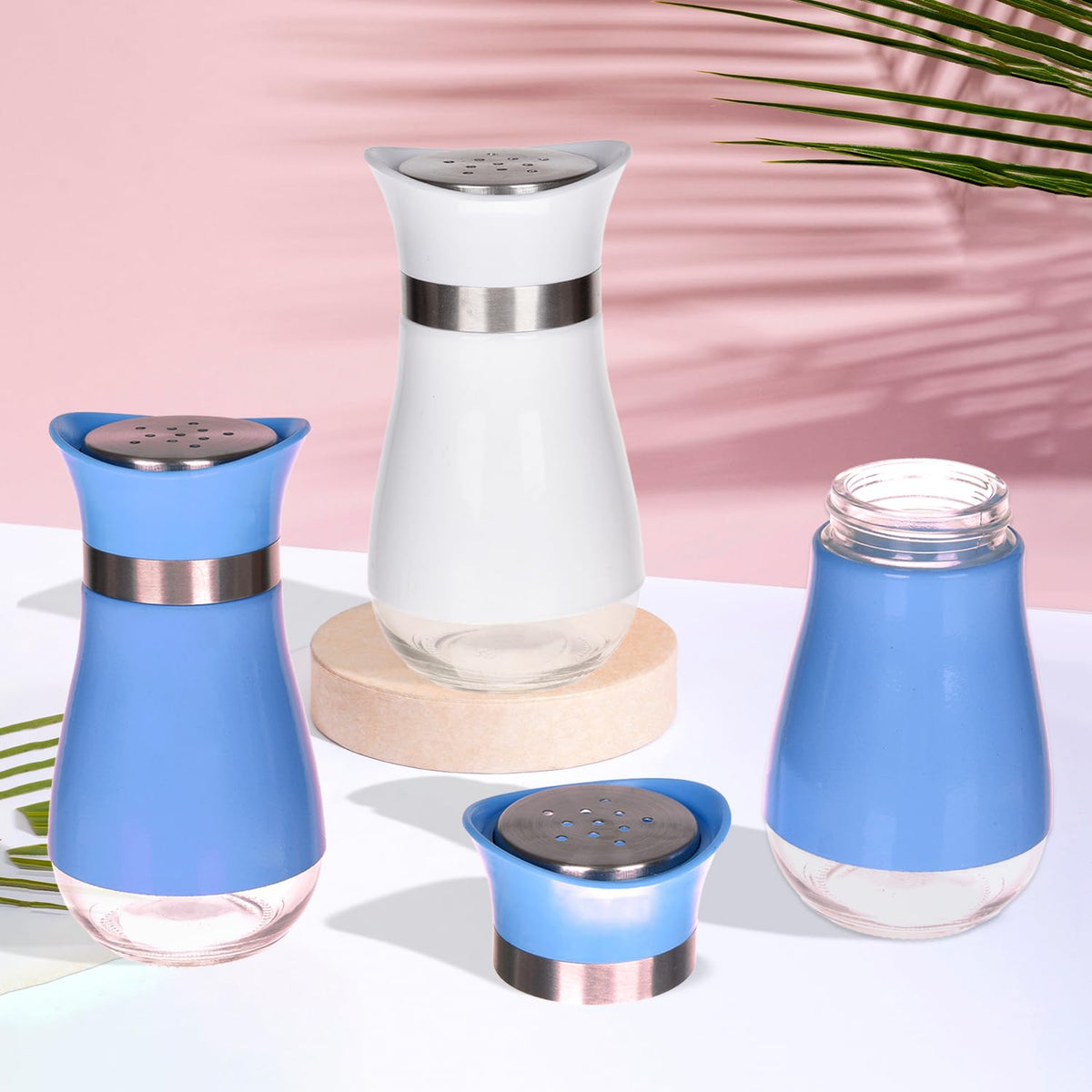 Heart Home Salt Shaker Box | Stainless Steel Pepper Shaker Box | Chilli Flakes Seasoning Sprinkler Box | Namak Daani | Dining Table Masala Box Dabbi | Pack of 3 | Multi