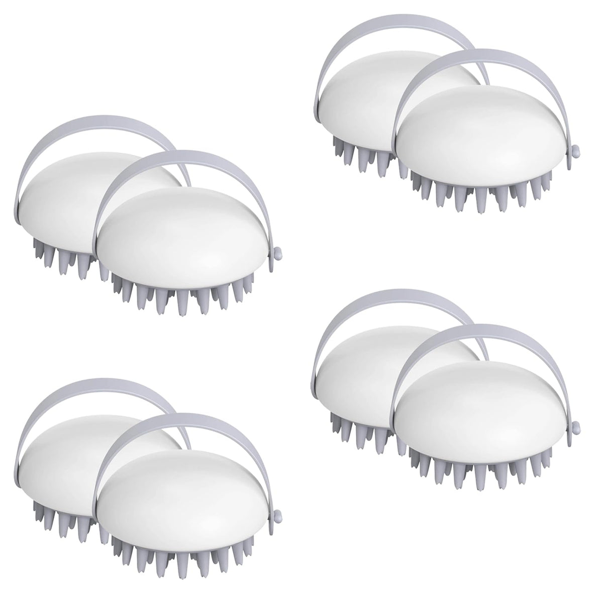 Kuber Industries Hair Massager Brush | Soft Silicone Bristles | Shampoo Brush for Hair Washing | Scalp Massager | Massager Brush For Dandruff | 8 Piece | Pack of 4 | XJWTEU | White