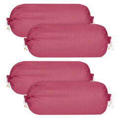 Kuber Industries Bolster Covers | Soft Cotton Bolster Cover Set | Diwan Round Bolster Pillow Covers | Striped Pattern Masand Cover | 16x32 Inch | Pack of 4 | Pink