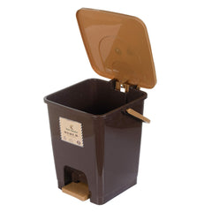 Kuber Industries Premium Plastic Pedal Step-On Dustbin (10 Ltr, Brown)-KUBMART16409