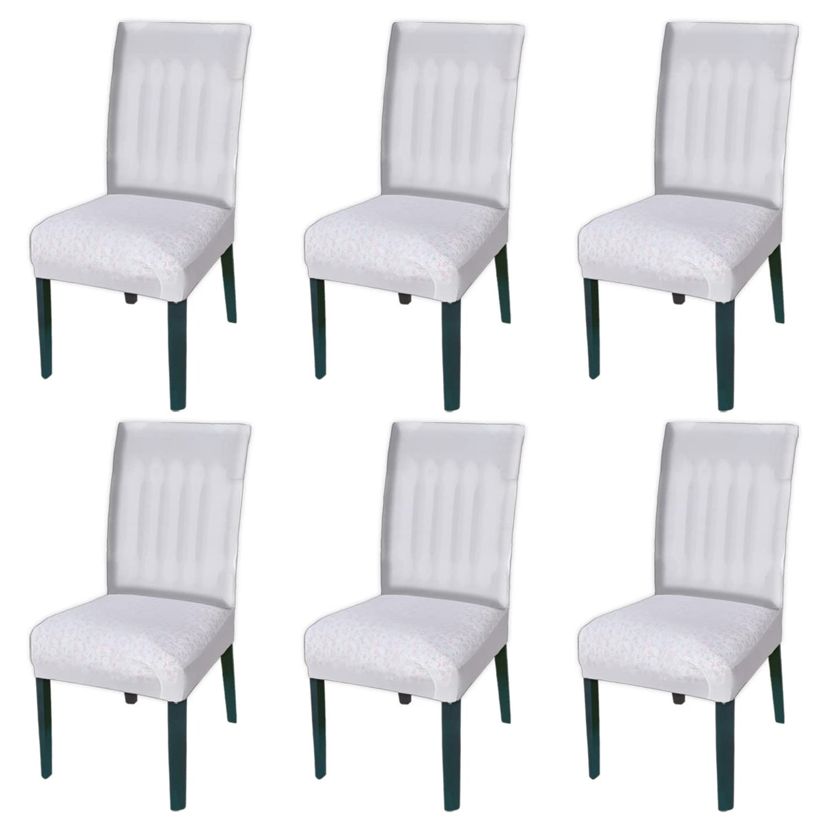 Heart Home Polyester Stretchable Elastic Dining Chair Cover/Seat Slipcover/Seat Protector- Pack of 6 (White)-50HH0990