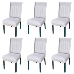 Heart Home Polyester Stretchable Elastic Dining Chair Cover/Seat Slipcover/Seat Protector- Pack of 6 (White)-50HH0990