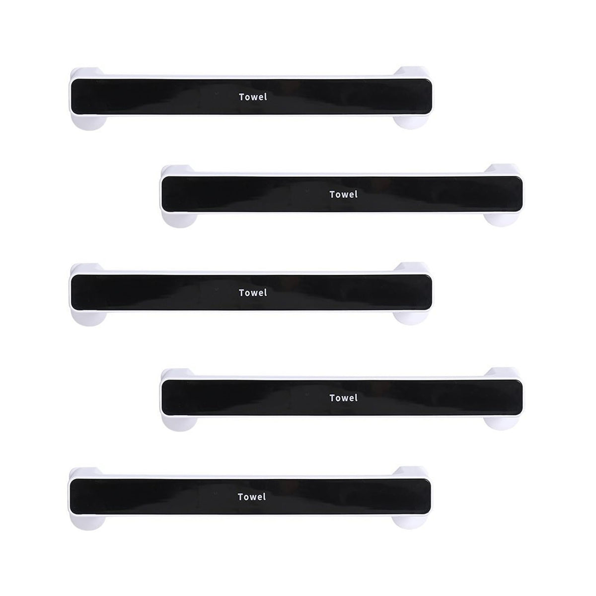 Kuber Industries (Set of 5) Self-Adhesive Bathroom Towel Holder & Hanger - Rod & Stand for Kitchen, Washroom without Drilling - Black