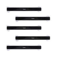 Kuber Industries (Set of 5) Large Self-Adhesive Bathroom Towel Holder & Hanger - Rod & Stand for Kitchen, Washroom without Drilling - Black