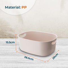 Homestic Multipurpose Medium Storage Box With Handle|Basket For Cosmetic, Fruits, Storage 20 L | Beige|