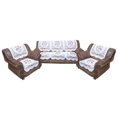 Kuber Industries 6 Piece Cotton Sofa Cover Set - Cream