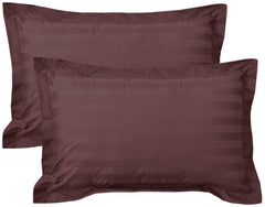 Heart Home Lining Design Cotton Pillow Cover- 18x28 Inch, Set of 4 (Brown)-HS43HEARTH26750