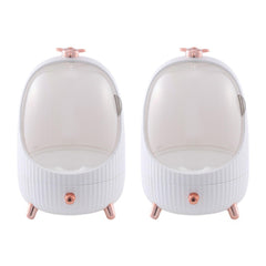 Kuber Industries Pack of 2 Household Cosmetic Storage Organizer | Cute Modern Look | Plastic Storage box for Brushes, Lotions, Lipstick, Nail Polish | 1029WH | White