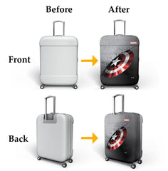 Heart Home Marvel Captain America Shield Luggage Cover|Polyester Travel Suitcase Cover|Washable|Stretchable Suitcase Cover|22-26 Inch-Medium|26-30 Inch-Large|Pack of 2 (Gray)
