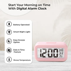 Kuber Industries ABS Battery Oprated Loud Digital Alarm Clock|Desk, Table Clock|Alarm Clock for Heavy Sleepers-Pack of 3 (Pink)