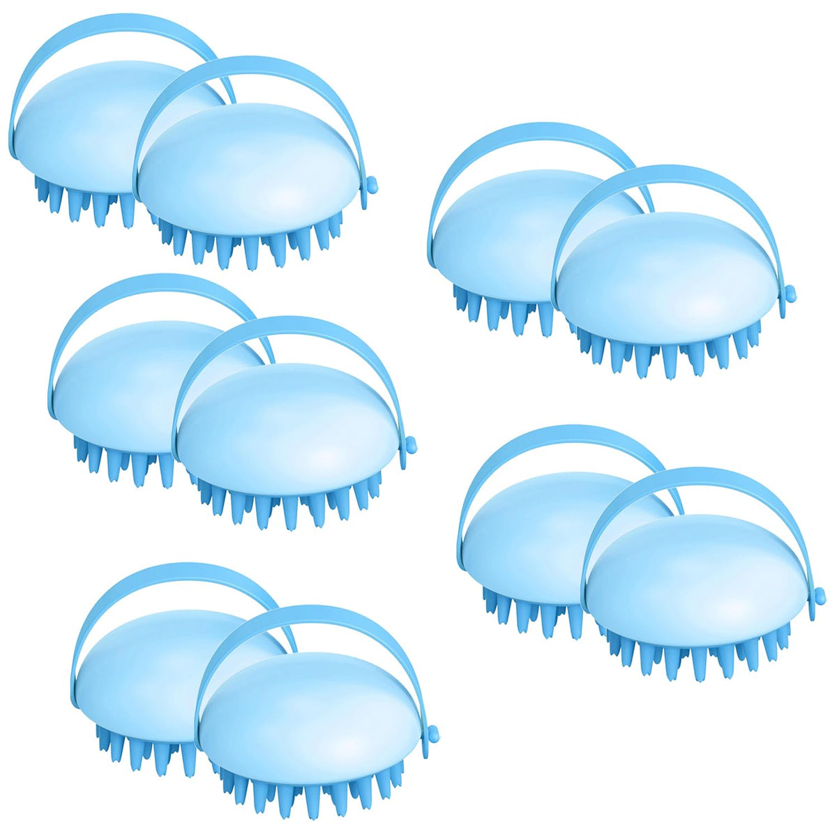 Kuber Industries Hair Massager Brush | Soft Silicone Bristles | Shampoo Brush for Hair Washing | Scalp Massager | Massager Brush For Dandruff | 10 Piece | Pack of 5 | XJBLEU | Blue