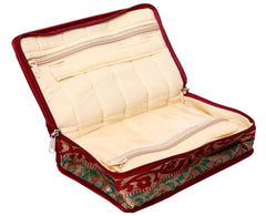 Kuber Industries Portable Jewellery Organizer With 4 Tranasparent Pouches With Top Handle (Maroon)-HS43KUBMART25825
