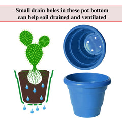 Kuber Industries Solid 2 Layered Plastic Flower Pot|Gamla for Home Decor,Nursery,Balcony,Garden,8"x 6",Pack of 8 (Blue)