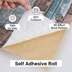 Kuber Industries Foam Brick Pattern 3D Wallpaper for Walls|Soft PE Foam| Easy to Peel, Stick & Remove DIY Wallpaper|Suitable on All Walls|Pack of 2 Sheets, 70 cm X 77 cm