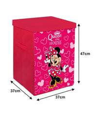 Kuber Industries Disney Minnie Print Non Woven Fabric Foldable Laundry Organiser With Lid & Handles (Set Of 2, Pink)-KUBMART16287