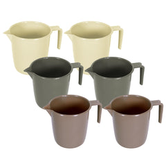 Heart Home Bathroom Mug | Plastic Bath Mug for Bathroom | Bath Mug | Mug for Bathroom | Mug for Toilet | Washroom Jug | 111 Bath Mug | 1 LTR | Pack of 6 | Multi