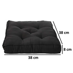 Heart Home 2 Pieces Cotton Decorative Fabric Chairpad/Back Support/Seat Cushion and Handmade Quilting, 14" x 14" Inch (Black) HEART920