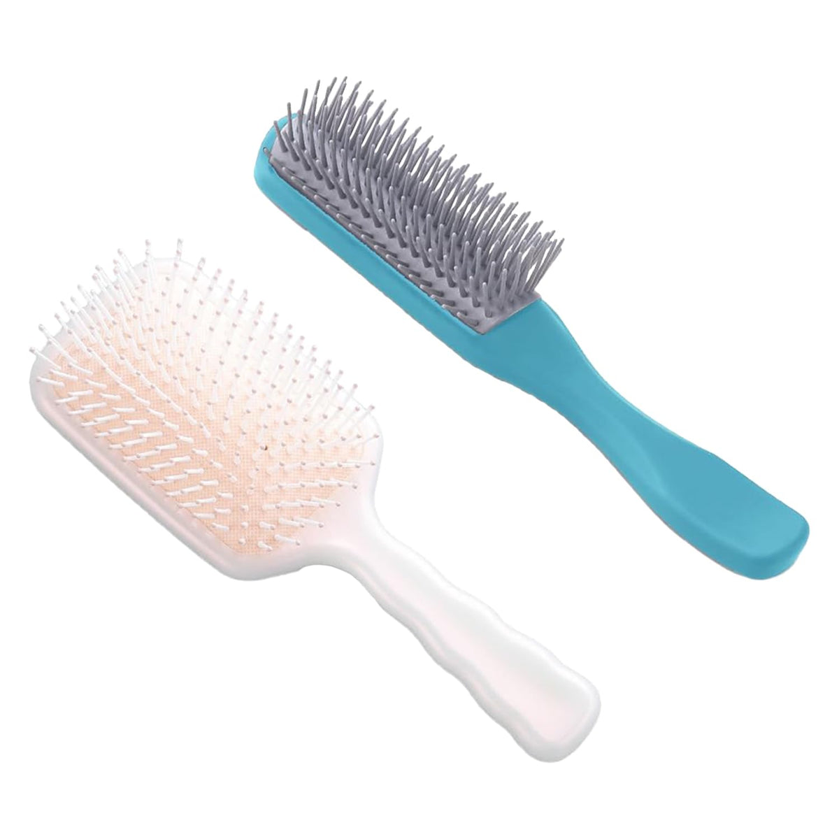 Homestic Hair Brush | Flexible Bristles Brush | Hair Brush with Paddle | Straightens & Detangles Hair Brush | Suitable For All Hair Types | Hair Brush Styling Hair | Set of 2 | Beige & Blue